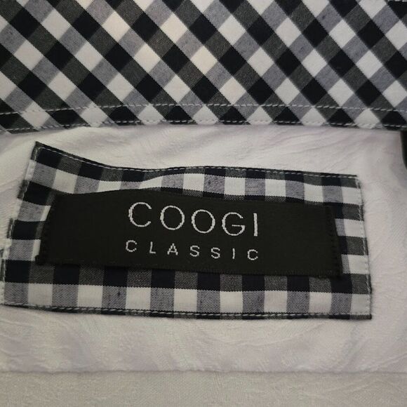 COOGI CLASSIC MENS BUTTON UP LONG SLEEVE WHITE SHIRT PAISLEY SIZE 15 1/2 32/33 - Picture 2 of 10